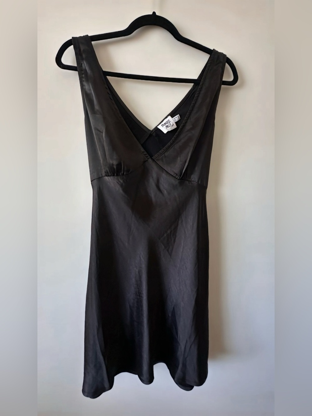 Princess Polly Black Satin V-Neck Slip Dress - Picture 2 of 3